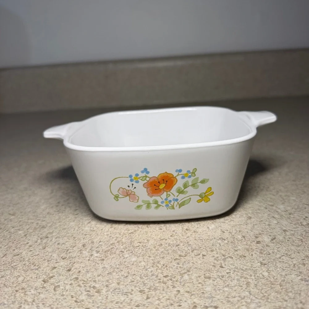 Set of Vintage Corning Ware Wildflower Square Casserole Dishes